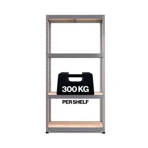 RB BOSS Garage Shelving Unit 4 Shelf MDF Galvanised Steel (H)1800mm (W)900mm (D)400mm