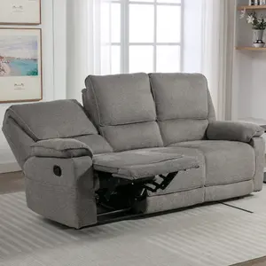 Sydney 3 Seater Fabric Manual Recliner Sofa Grey