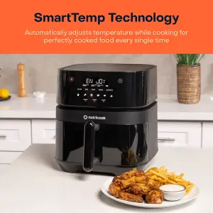 Nutricook Air Fryer 2, 1700 Watts, Digital Control Panel Display, 10 Preset Programs With Built-In Preheat Function, 5.5L Black