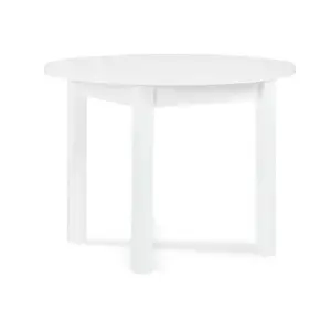 Round Solid Wood Base Dining Table White