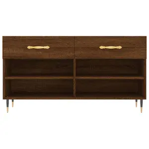 Berkfield Shoe Bench Brown Oak 102x35x55 cm Engineered Wood