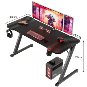 Ergonomic Gaming Computer Desk Black / 75cm H x 140cm W x 60cm D