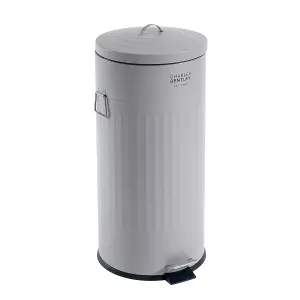 30L Retro Steel Waste Rubbish Kitchen Pedal Bin Light Grey