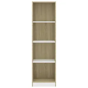 Attwood Bookcase Sonoma Oak/White / 142cm H x 40cm W x 24cm D