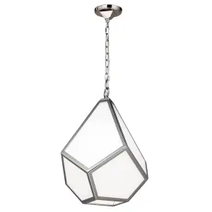 Luminosa Diamond 1 Light  Medium Ceiling Pendant Polished Nickel, E27