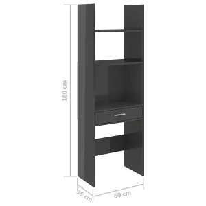 Berkfield Book Cabinet High Gloss Grey 60x35x180 cm Engineered Wood