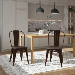 Fusion Dining Chair in Metal Antique Bronze, 2 pieces