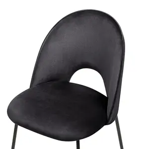 Set of 2 Dining Chairs COVELO Velvet Black