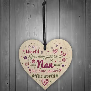 Red Ocean NAN Birthday Christmas Grandparent Gifts Handmade Wooden Hanging Heart Sign Thank YOU Keepsake Gift For NAN