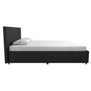 Kelly Bed with Storage Fabric Dark Grey, Double