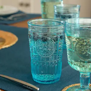 Bormioli Rocco - Romantic Highball Glasses - 340ml - Pack of 4 - Blue