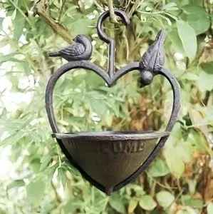 Cast Iron Bird Feeder with Robins