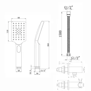 ENKI Contemporary Chrome Square 3-Function Hand Shower Kit EO020