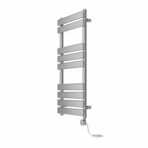 Rinse Bathrooms 950x500mm Chrome Designer Flat Panel Electric Heated Towel Rail Thermostatic Timer Bathroom Towel Radiator 400W