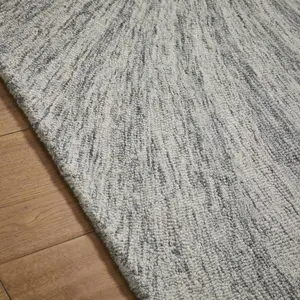 Melrose Elemental Mixed Cotton Wool Paradox Swirl Design Grey Medium Area Rug 120X170cm