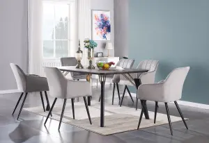 Camden Cosmo LUX Dining Set, a Table and Chairs Set of 6, Black/Light Grey