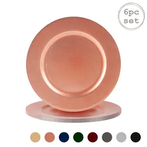 Metallic Charger Plates - Rose Gold - 33cm - Pack of 6 - Table Decoration Plates by Harbour Housewares