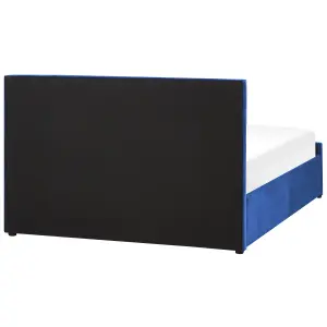 Velvet EU Double Size Ottoman Bed Blue ROCHEFORT