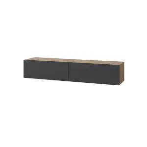 Decortie Francy Wall-Mounted TV Unit Modern Media Centre TV Cabinet 42" Oak Anthracite Grey 135cm