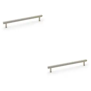 2 PACK - Reeded T Bar Pull Handle - Satin Nickel - 224mm Centres SOLID BRASS Drawer Lined