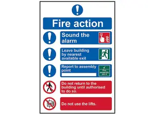 Fire Action Procedure Safety Sign - Durable PVC 200 x 300mm