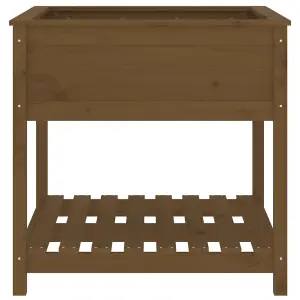 Berkfield Planter with Shelf Honey Brown 82.5x82.5x81 cm Solid Wood Pine