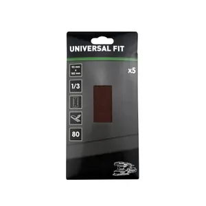 Universal Fit 80 grit Red 1/3 sanding sheet (L)185mm (W)93mm, Pack of 5