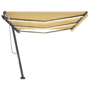 Berkfield Manual Retractable Awning with LED 600x350 cm Yellow and White