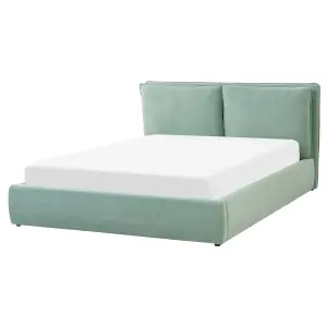 Velvet EU King Size Ottoman Bed Green BAJONNA