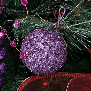 Beaded Ball Bauble (Set of 6) Violet