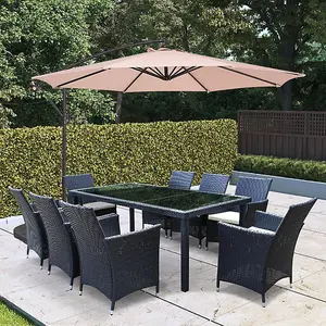 BillyOh 3m Garden Parasol Cantilever 8 Ribs with Crank - Beige