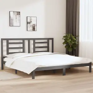 Berkfield Bed Frame Grey Solid Wood Pine 200x200 cm