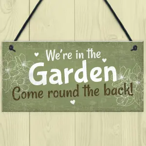 Red Ocean Were In The Garden Front Door Plaque Summer House Sign Garden Shed Mum Nan Friend Gifts