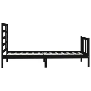 Berkfield Bed Frame Black Solid Wood Pine 90x200 cm