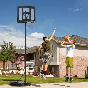 HOMCOM Basketball Stand 160-305cm Adjustable Basketball Hoop w/ Moving Wheels