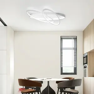 LED Modern Ceiling Light 3 Ring Dimmable with Remote Control Hanalei White