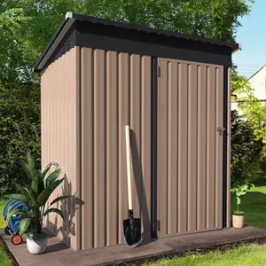 5 Ft. W x 3 Ft. D Metal Lean-To Garden Shed Brown