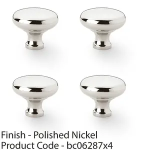 4 PACK - Victorian Round Door Knob - Polished Nickel 38mm - Kitchen Cabinet Pull Handle