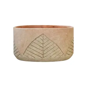 Rustic Embossed Leaf Design Indoor Plant Pot Trough - W20 cm