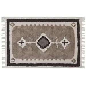 Cotton Area Rug 140 x 200 cm Beige GEYVE