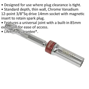 14mm 12-Point Spark Plug Socket with 85mm Extension for Tight Spaces