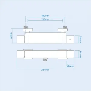 Nes Home Square Thermostatic Bar Shower Mixer Valve Chrome