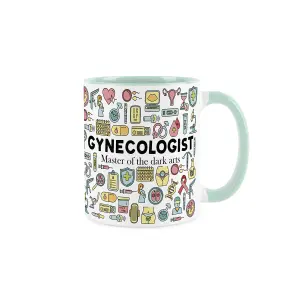 Gynecologist Mug - Humorous Healthcare Jobs Themed Novelty Gifts - Tea/Coffee Hot Drinks Mint Green Ceramic Cup Present