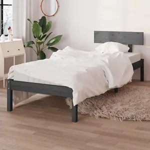 Berkfield Bed Frame Grey Solid Wood Pine 100x200 cm