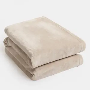 Brentfords Ultra Soft Blanket Throw Warm Flannel Fleece - Mink, 150 x 200 cm