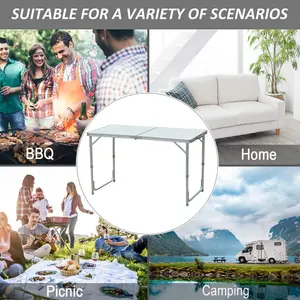 Outsunny 4ft Aluminium Portable Folding Camping Picnic Table Outdoor Garden