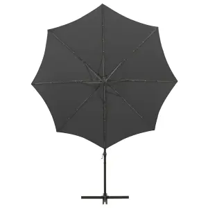 Berkfield Cantilever Umbrella with Pole and LED Lights Anthracite 300 cm