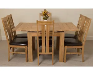 Richmond 90cm - 150cm Square Oak Extending Dining Table and 6 Chairs Dining Set with Princeton Chairs