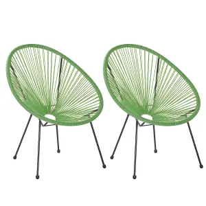 Set of 2 Garden Chairs ACAPULCO II PE Rattan Green