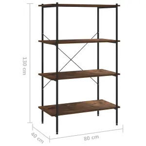 Berkfield 4-Tier Shelving Unit Black and Dark Wood 80x40x130 cm